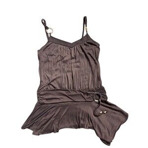 Three Pink Hearts Cami Top Forest Fairy Asymmetrical Boho Sz M Brown